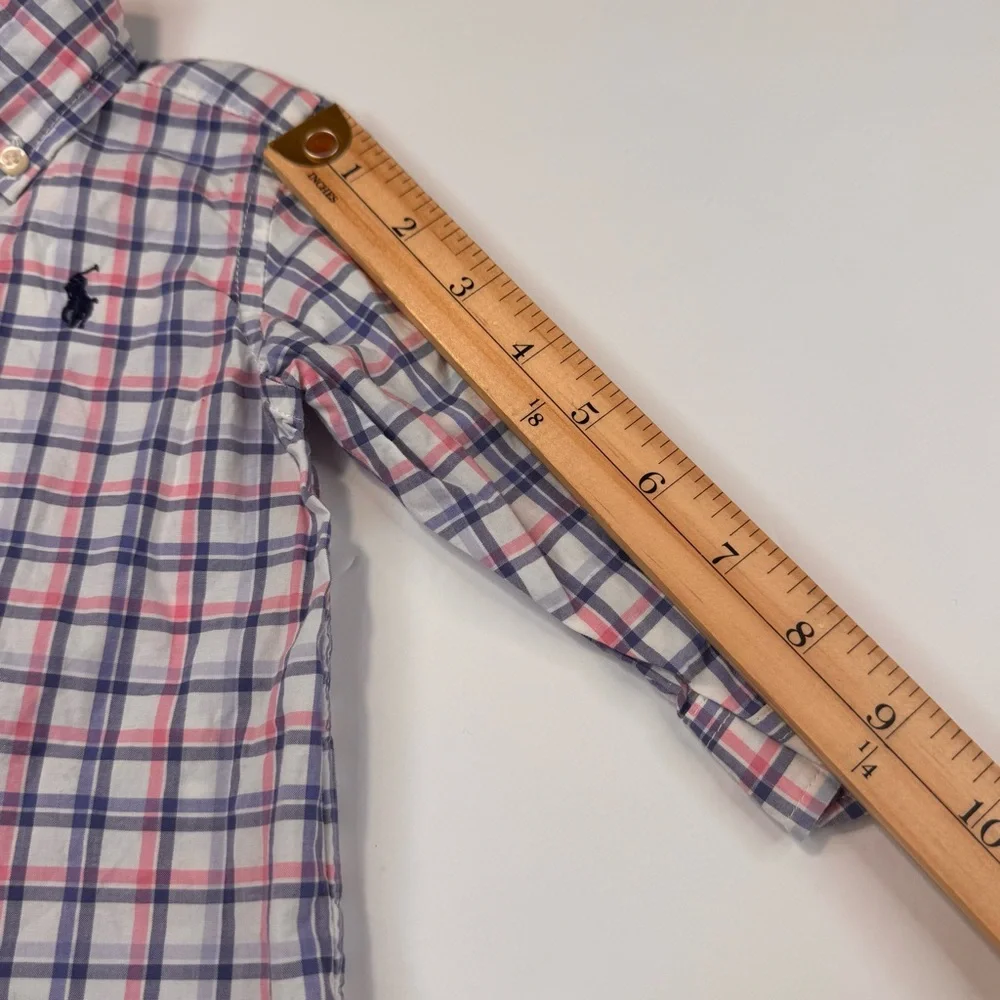 Ralph Lauren Baby Shirt Boy's Size 9M Cotton White Plaid Easter Plaid Button Up